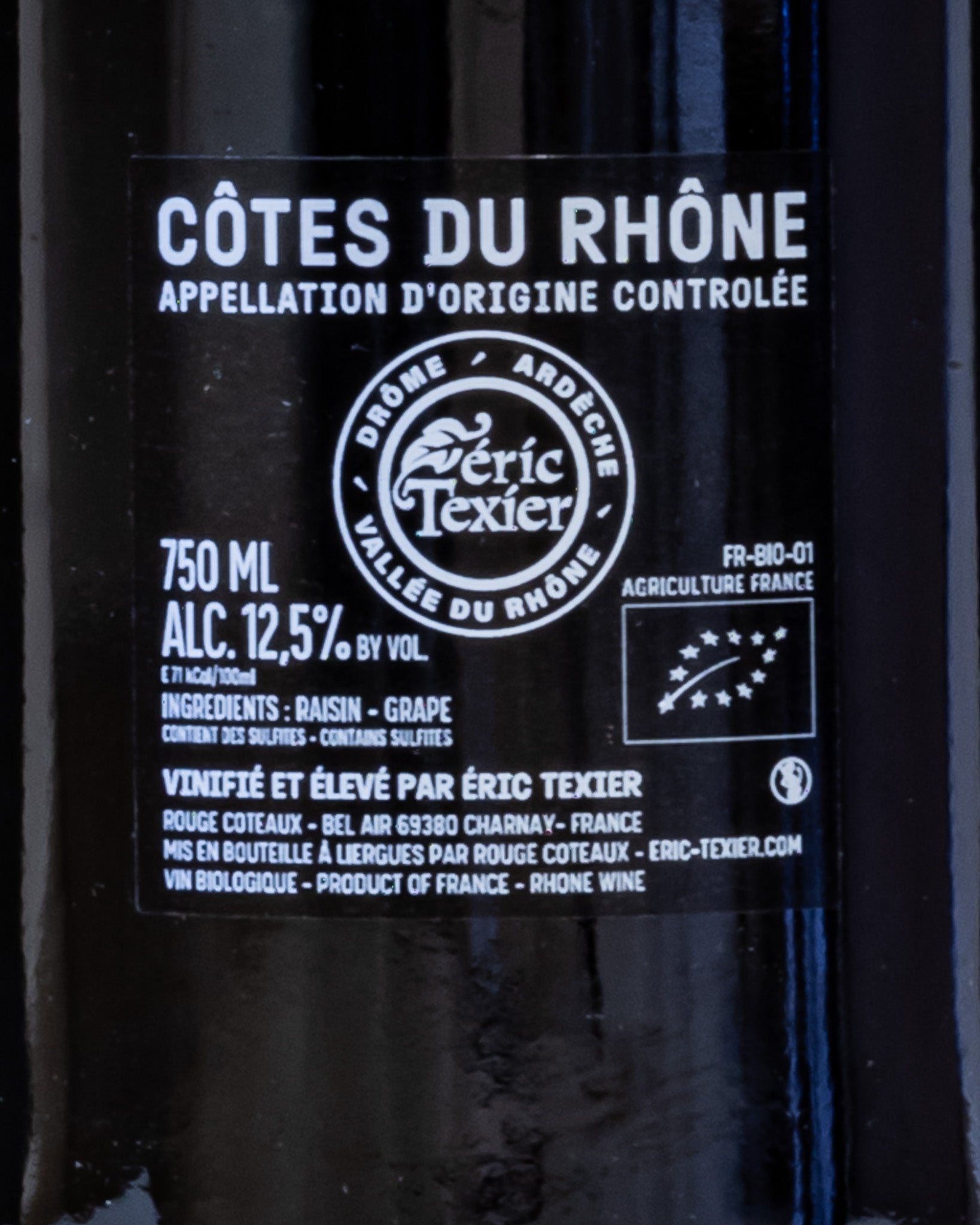 Eric Texier Cotes Rhone Brezeme 2022 Syrah Vino Rosso Francia Valle del Rodano Retro Etichetta