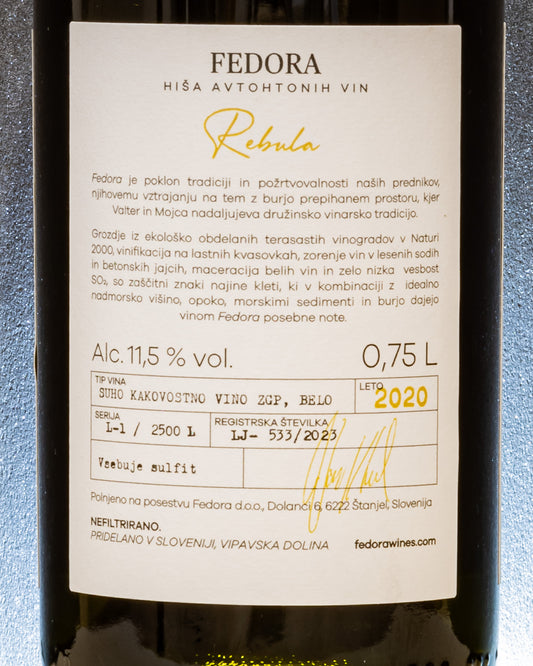 Fedora Rebula Ribolla 2020 Vino Orange Macerato Slovenia Vipava Retro Etichetta 1