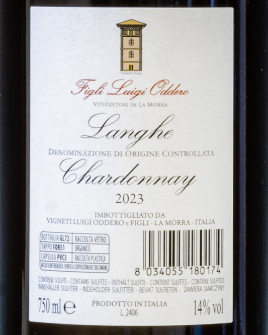 Figli Luigi Oddero Langhe Chardonnay 2023 Vino Bianco Langhe Piemonte Italia Retro Etichetta