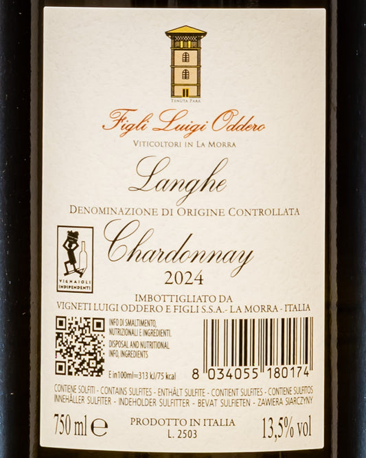 Figli Luigi Oddero Langhe Chardonnay 2024 Piemonte Vino Bianco Italia Retro Etichetta