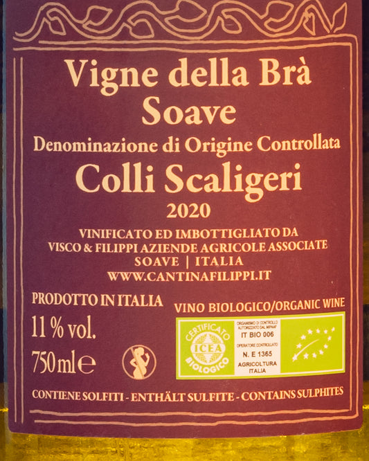 Filippi Soave Colli Scaligeri 2020 Vigne della Bra Garganega Vino Bianco Italia Veneto Retro Etichetta