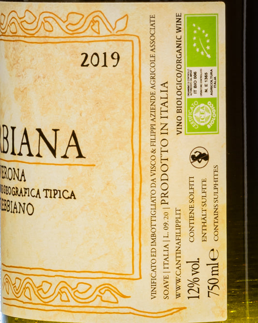 Filippi Turbiana 2019 Trebbiano Soave Veneto Italia Vino Bianco Retro Etichetta