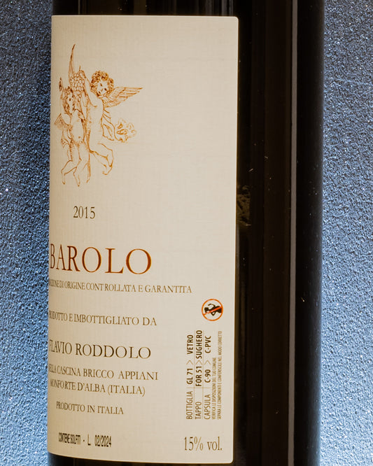 Flavio Roddolo Barolo 2015 Nebbiolo Langhe Piemonte Vino Rosso Italia Retro Etichetta