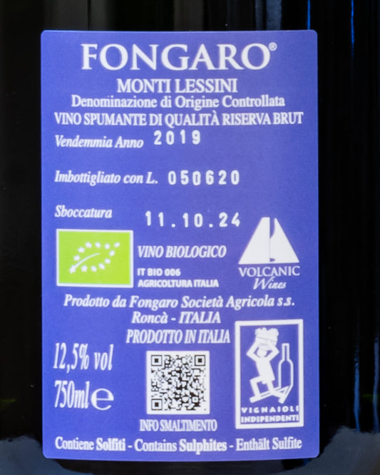 Fongaro Durello Monti Lessini Brut 2019 Durella Lessinia Veneto Italia Vino Metodo Classico Frizzante Retro Etichetta