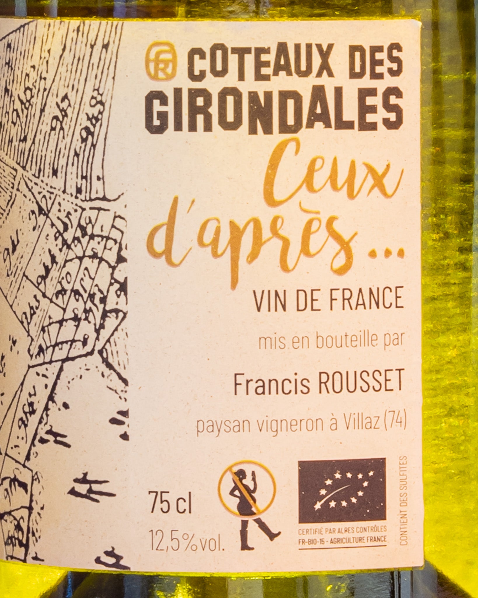 Francis Rousset Coteaux Girondales Ceux Apres Chardonnay Roussanne Savoia Francia Vino Bianco 2021 Retro Etichetta