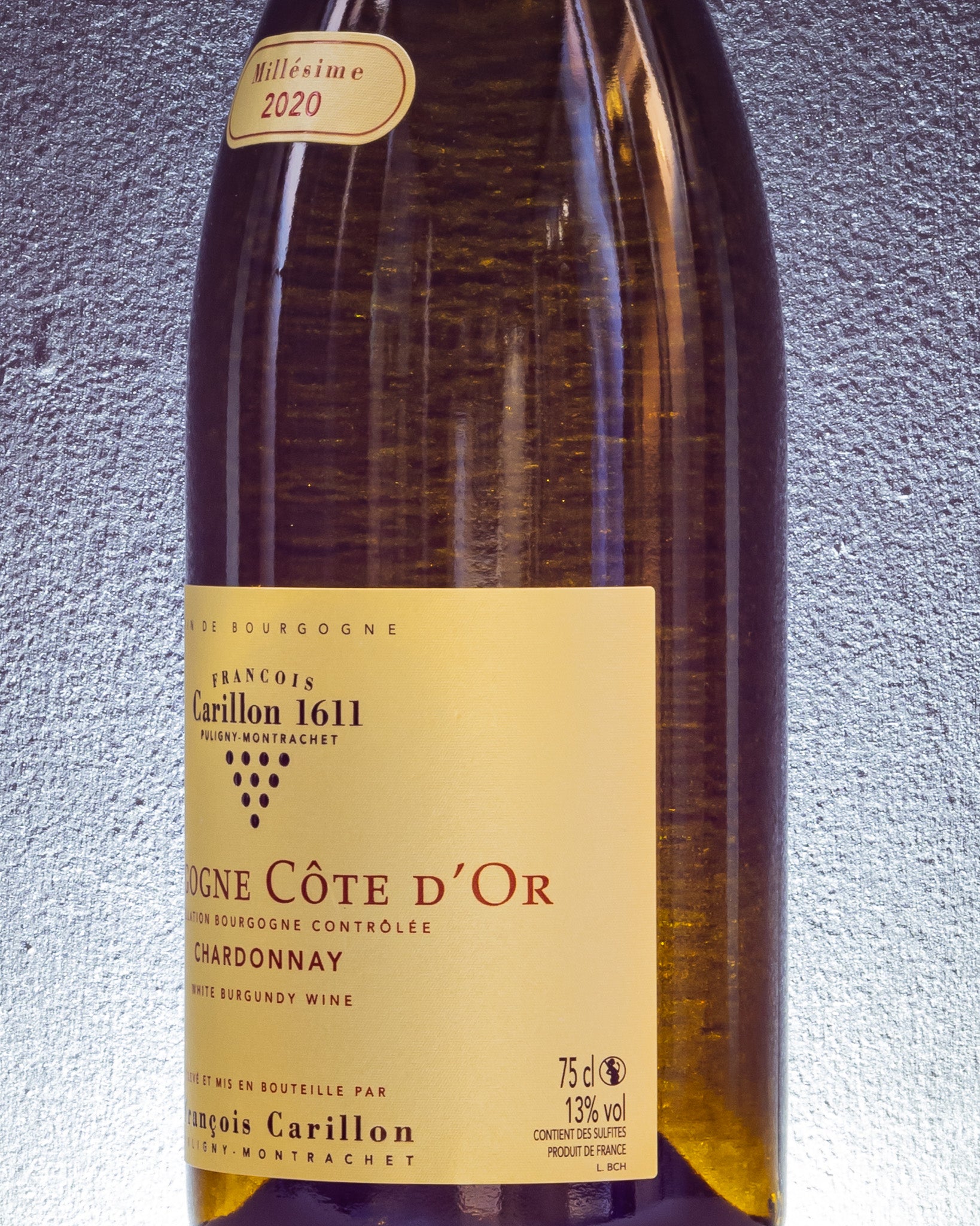 Francois Carillon Bourgogne Cote Or Chardonnay Borgogna Vino Bianco Francia 2020 Retro Etichetta