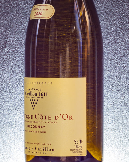 Francois Carillon Bourgogne Cote Or Chardonnay Borgogna Vino Bianco Francia 2020 Retro Etichetta