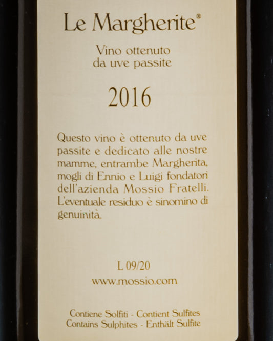 Fratelli Mossio Vino Rosso Passito 2016 Piemonte Langhe Dolcetto Margherite Italia Retro Etichetta