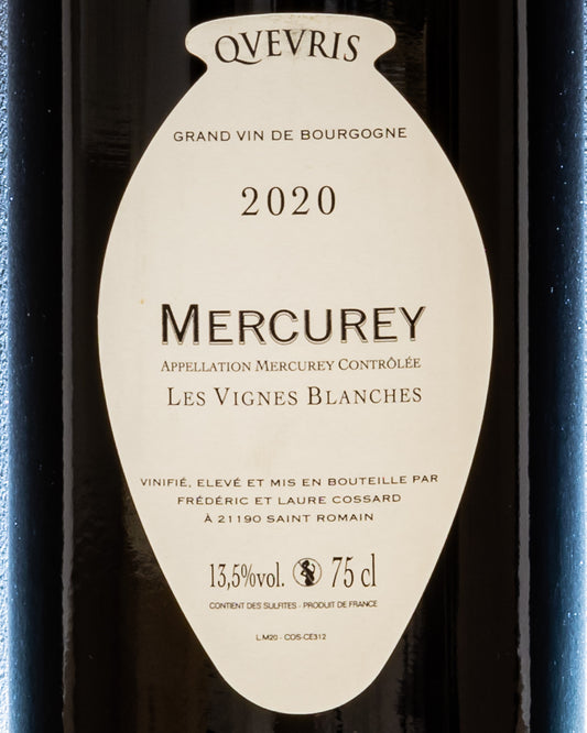 Frederic Laure Cossard Domaine Chassorney Mercurey 2020 Les Vignes Blanches Qvevris Pinot Noir Nero Borgogna Cote Chalonnaise Vino Rosso Francia Retro Etichetta