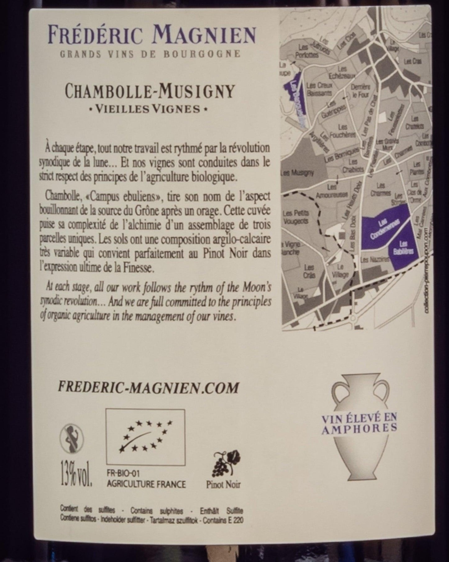 Frederic Magnien Chambolle Musigny Vieilles Vignes 2019 Pinot Nero Noir Borgogna Francia Vino Rosso Retro Etichetta