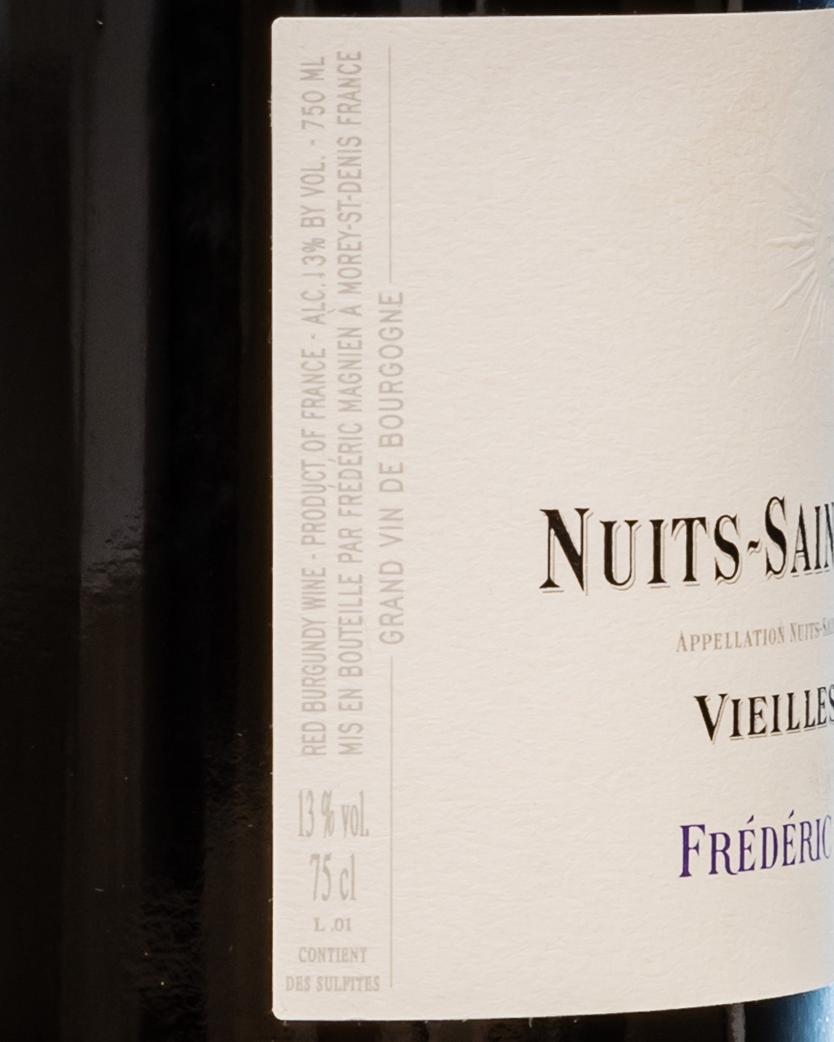 Frederic Magnien Nuits Saint Georges 2017 Vieilles Vignes Pinot Nero Noir Borgogna Vino Rosso Francia Retro Etichetta 2