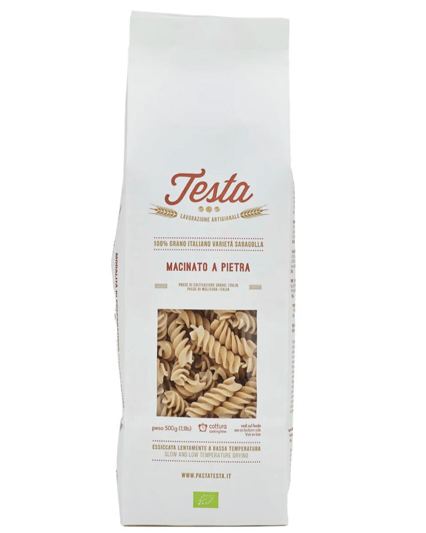 Fusilli Pasta Testa Macinato Pietra Biologico Grano Saragolla Molise Italia Selezione Regalo Natale