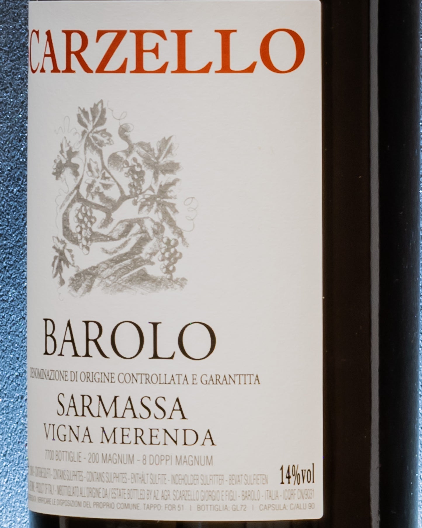 Giorgio Federico Scarzello Barolo Sarmassa Vigna Merenda 2019 Nebbiolo Langhe Piemonte Vino Rosso Italia Retro Etichetta
