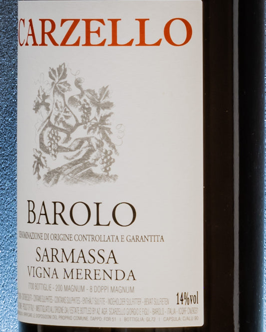 Giorgio Federico Scarzello Barolo Sarmassa Vigna Merenda 2019 Nebbiolo Langhe Piemonte Vino Rosso Italia Retro Etichetta