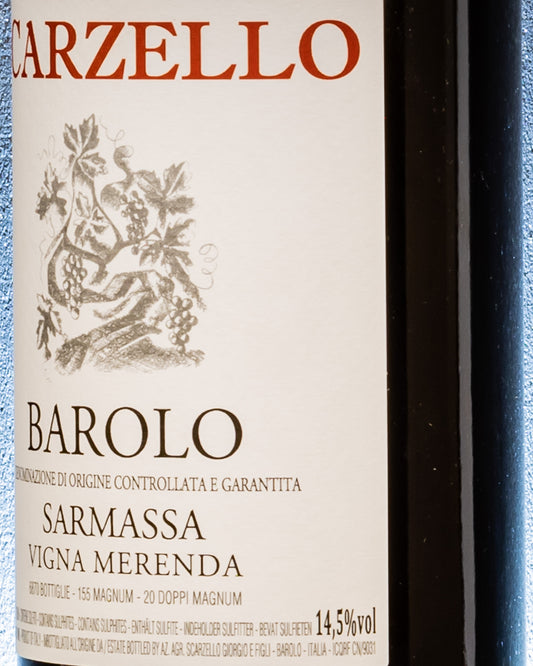 Giorgio Scarzello Barolo 2016 Sarmassa Vigna Merenda Nebbiolo Langhe Vino Rosso Piemonte Italia Retro Etichetta