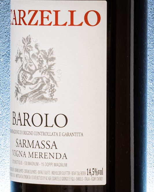 Giorgio Scarzello Figlio Barolo 2018 Sarmassa Vigna Merenda Nebbiolo Langhe Piemonte Vino Rosso Italia Retro Etichetta