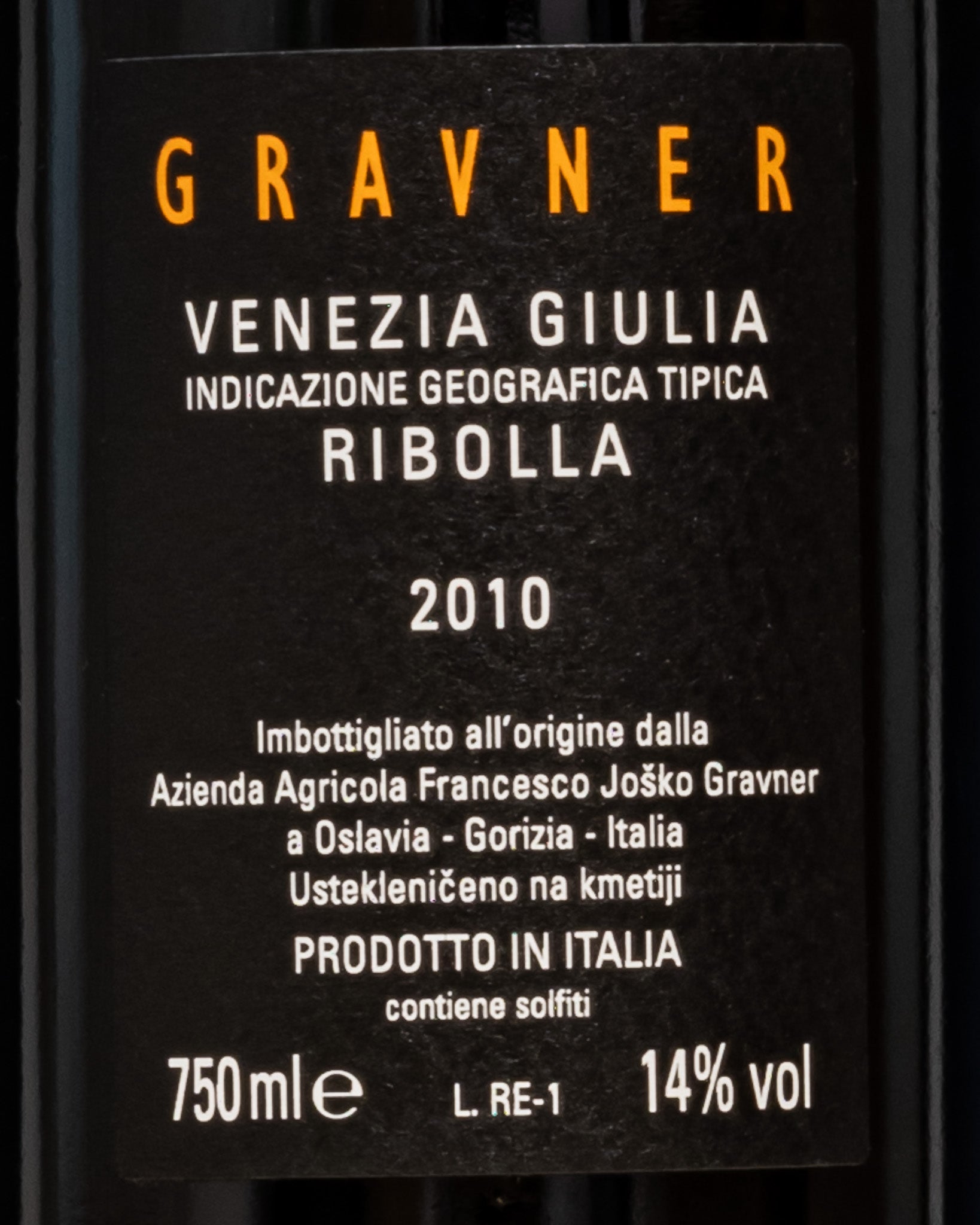 Gravner Ribolla 2010 Vino Macerato Orange Arancione Oslavia Friuli Venezia Giulia Italia Retro Etichetta