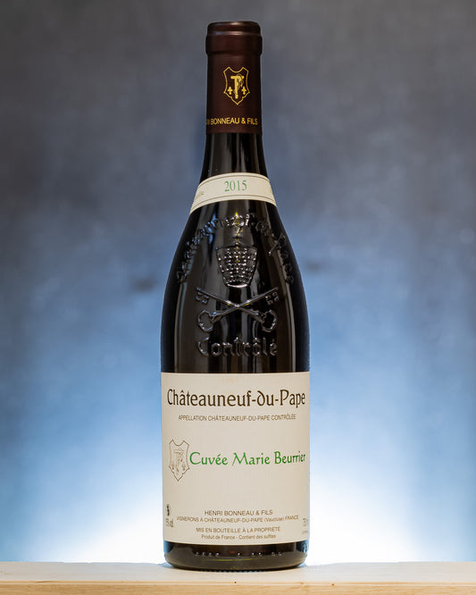 Henri Bonneau Chateauneuf Pape Cuvee Marie Beurrier 2015 Vino Rosso Rodano Grenache Cinsault Mourvedre Syrah Francia