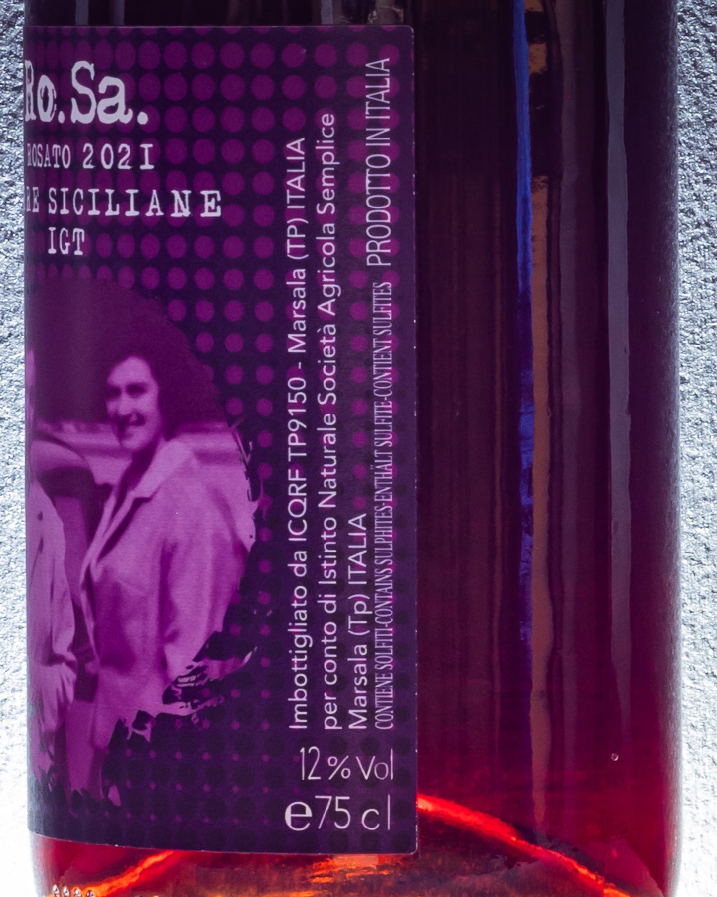 Istinto Naturale Angileri Ro.Sa. Vino Rosato Parpato 2021 Sicilia Italia Retro Etichetta