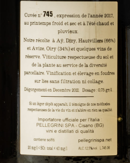Jacquesson Champagne Magnum 745 Extra Brut Chardonnay Meunier Pinot Noir Nero Vino Francia Retro Etichetta
