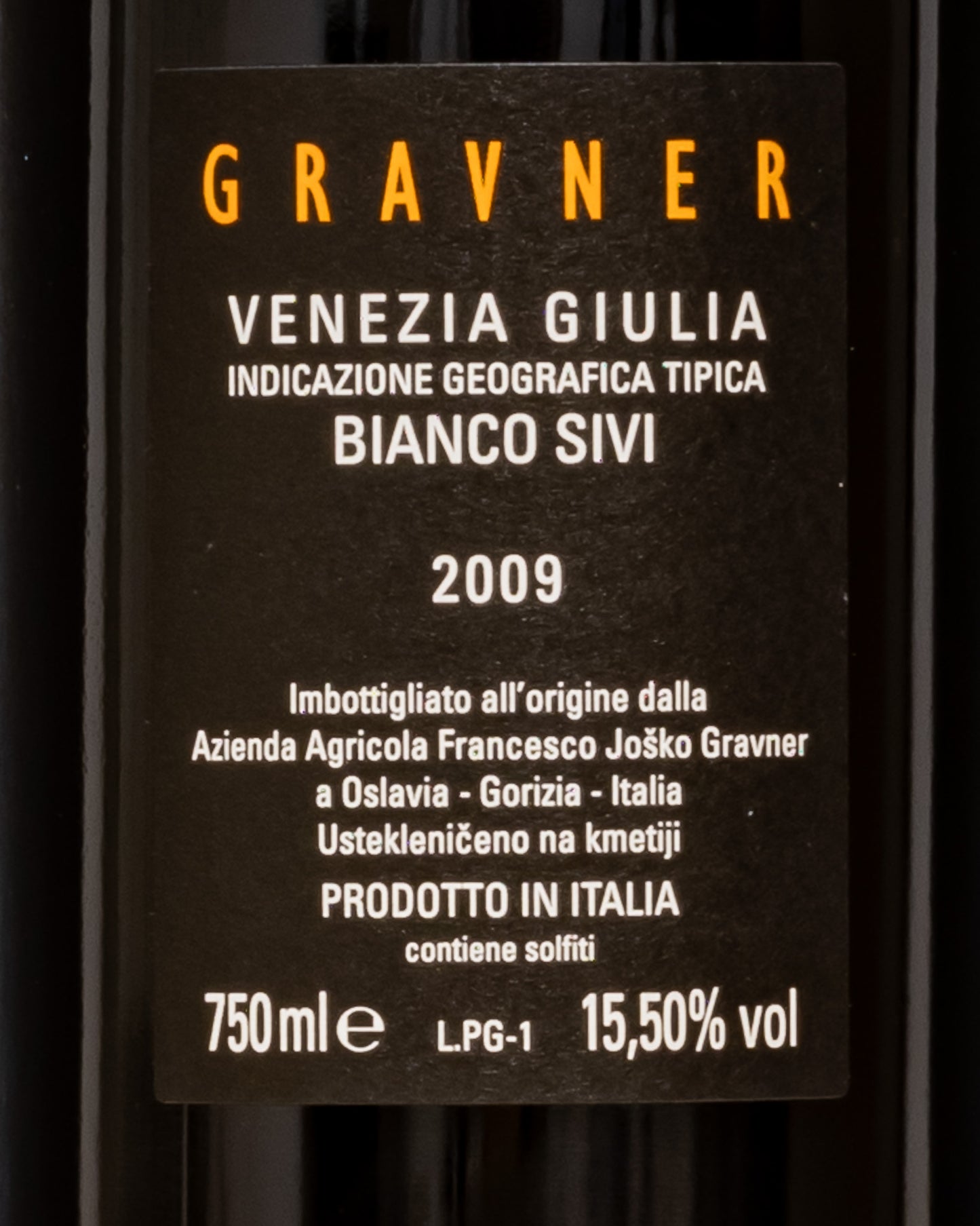 Josko Gravner Bianco Sivi 2009 Pinot Grigio Vino Macerato Orange Friuli Venezia Giulia Italia Retro Etichetta