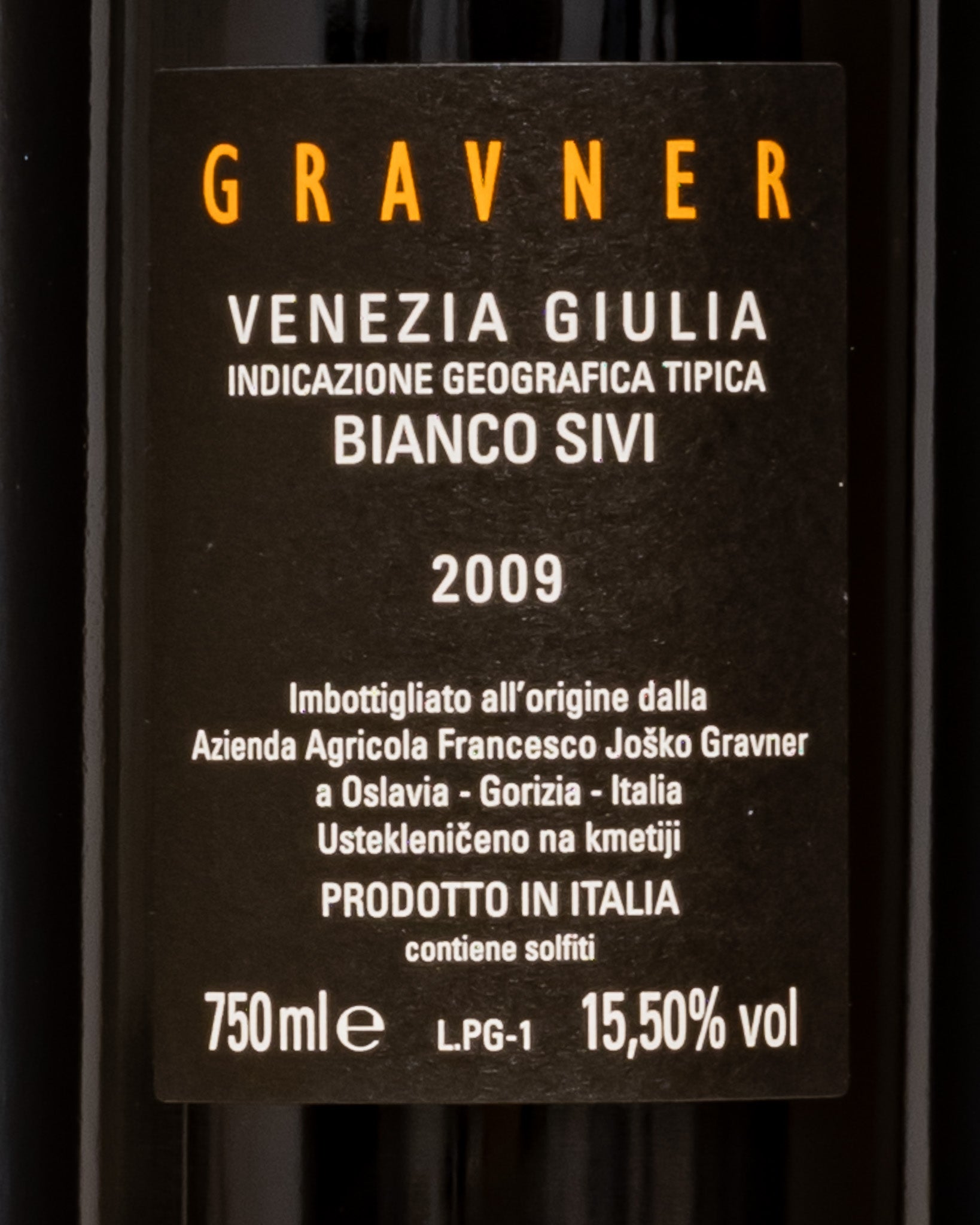 Josko Gravner Bianco Sivi 2009 Pinot Grigio Vino Macerato Orange Friuli Venezia Giulia Italia Retro Etichetta
