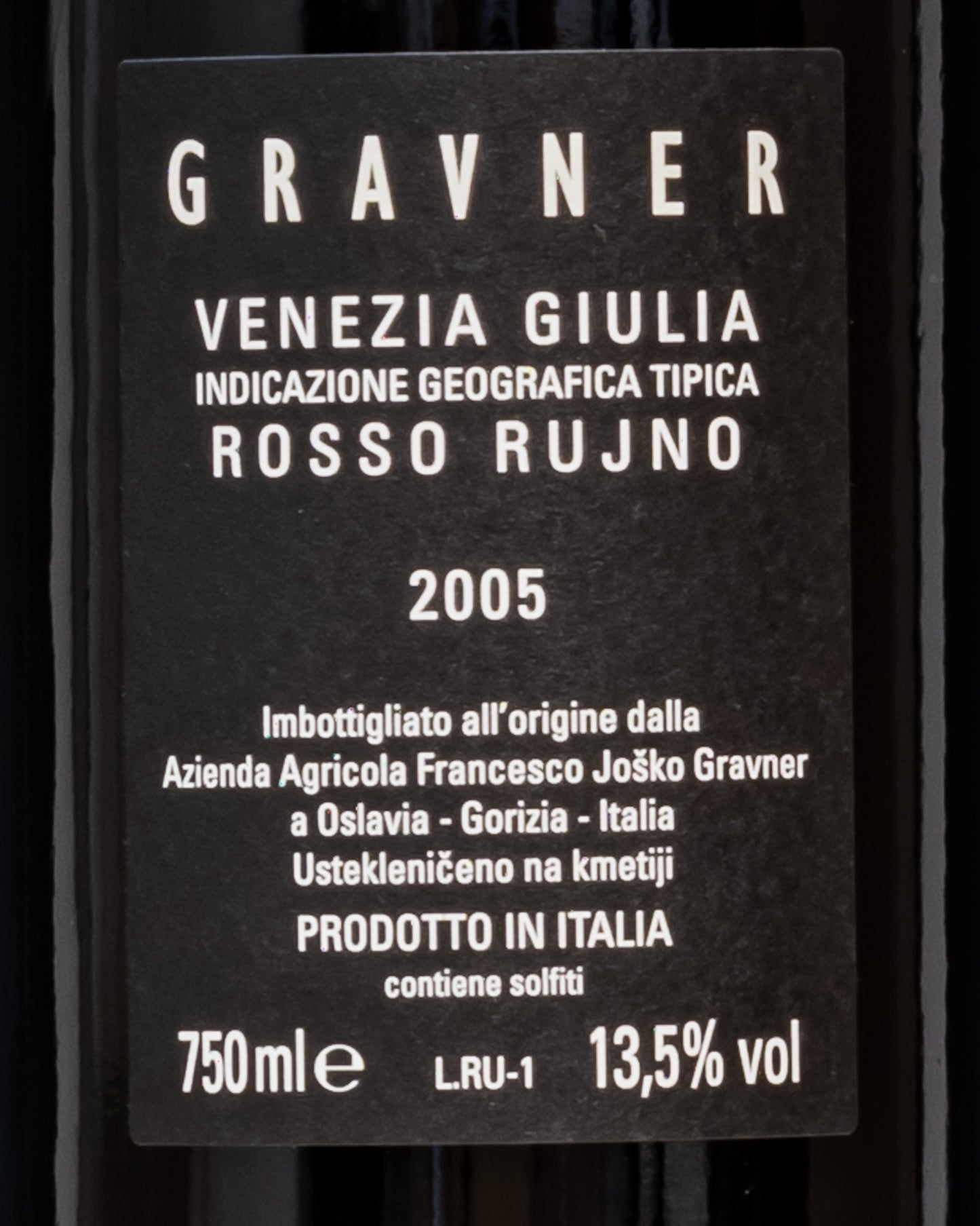 Josko Mateja Gravner Rosso Rujno 2005 Merlot Cabernet Sauvignon Vino Friuli Venezia Giulia Oslavia Italia Retro Etichetta