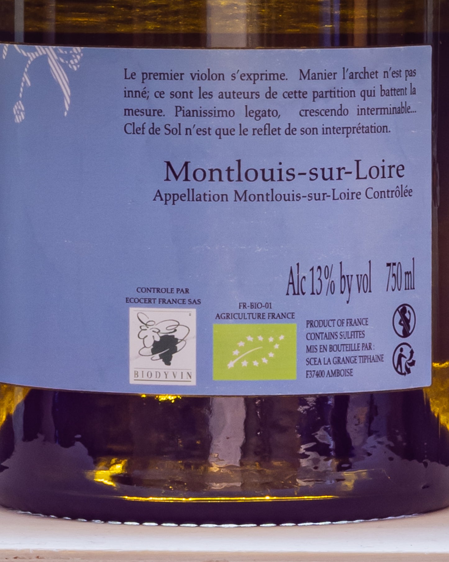 La Grange Tiphaine Clef de Sol Chenin Blanc Loira 2022 Francia Vino Bianco Retro Etichetta