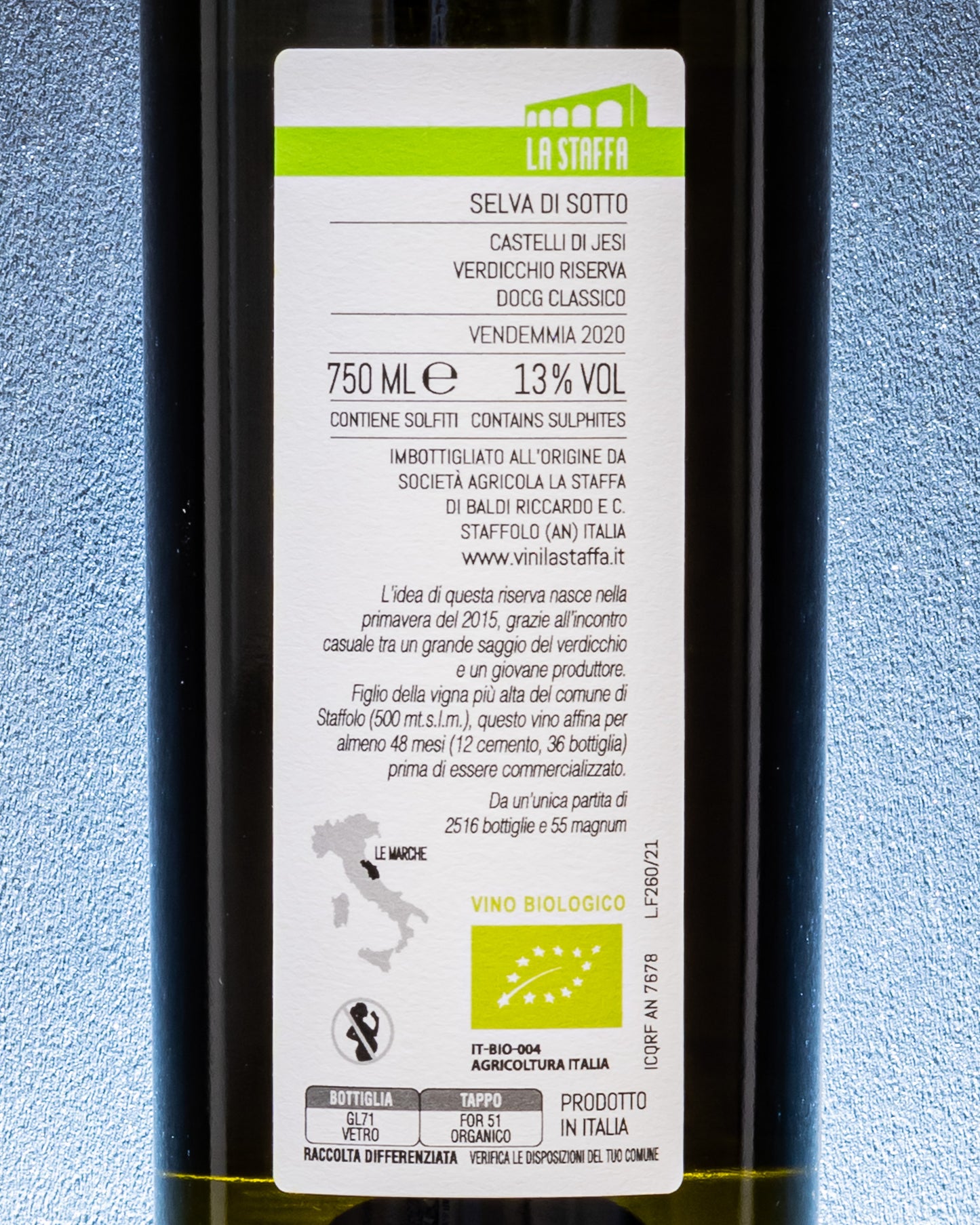 La Staffa Selva Di Sotto Verdicchio Dei Castelli Di Jesi Riserva Marche Vino Bianco Italia Retro Etichetta