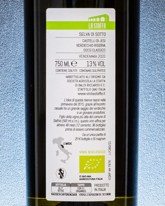 La Staffa Selva Di Sotto Verdicchio Dei Castelli Di Jesi Riserva Marche Vino Bianco Italia Retro Etichetta
