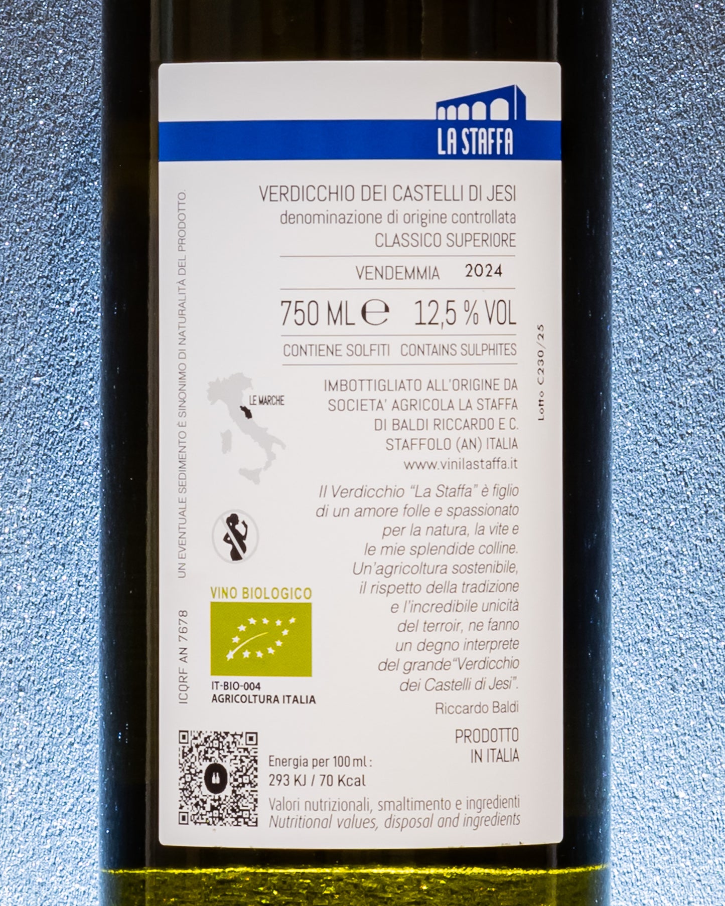 La Staffa Verdicchio dei Castelli di Jesi Classico Superiore 2024 Marche Vino Bianco Italia Retro Etichetta