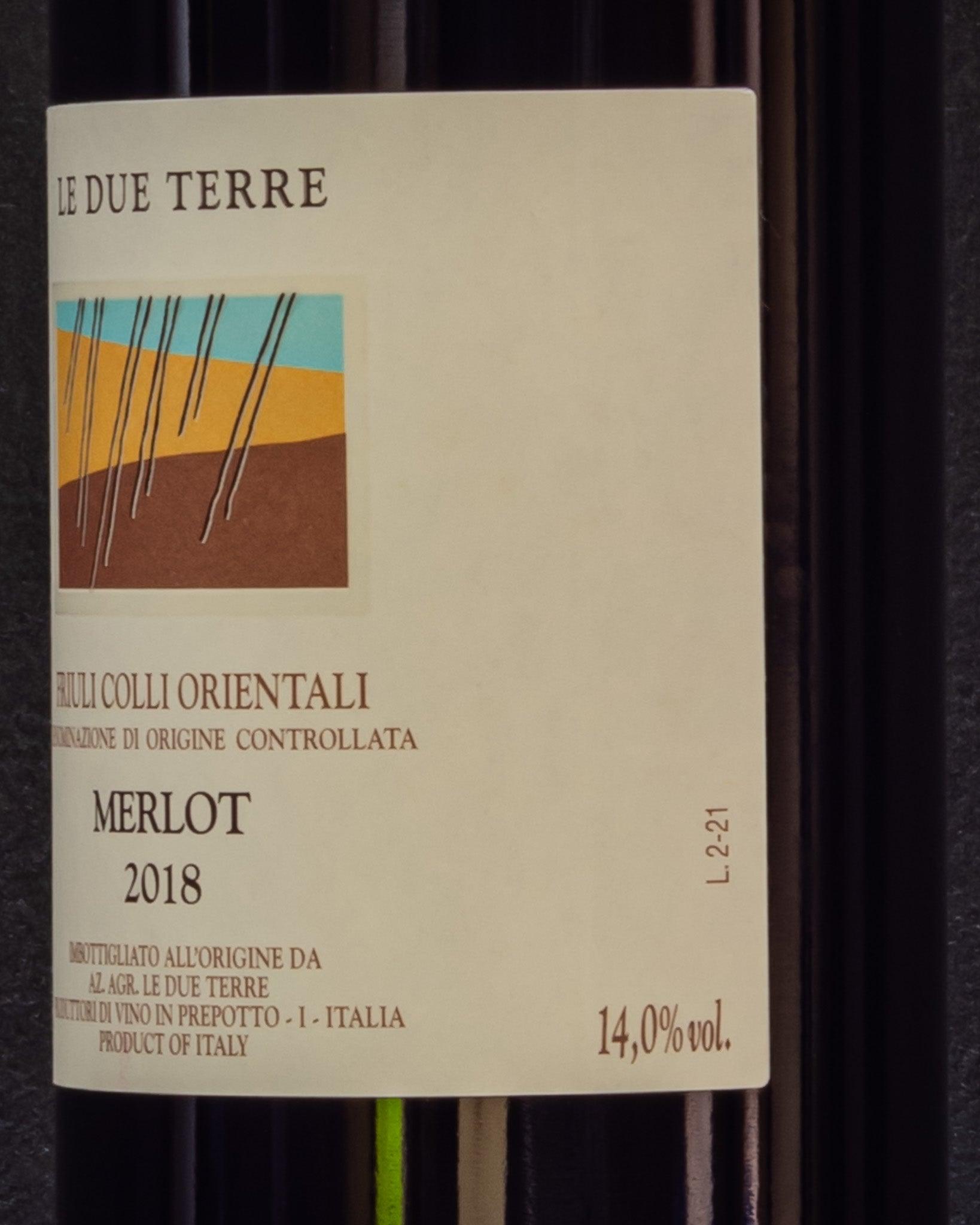 Le Due Terre Merlot 2018 Colli Orientali Friuli Venezia Giulia Italia Vino Rosso Retro Etichetta
