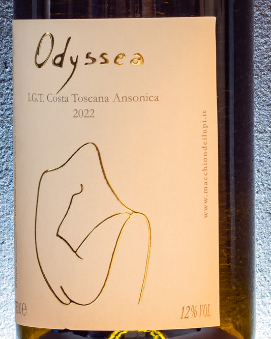 Macchion Lupi Ansonica Odyssea Vino Macerato Toscana Italia 2022 Retro Etichetta