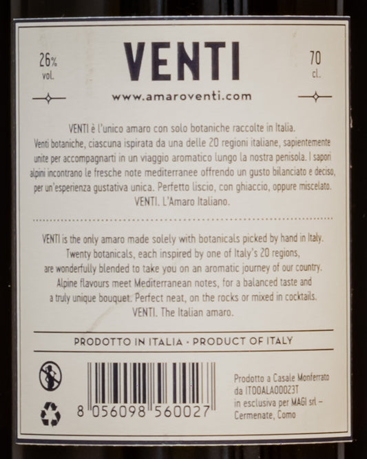 Magi Spirits Amaro Venti Como Lombardia Italia Liquore Retro Etichetta