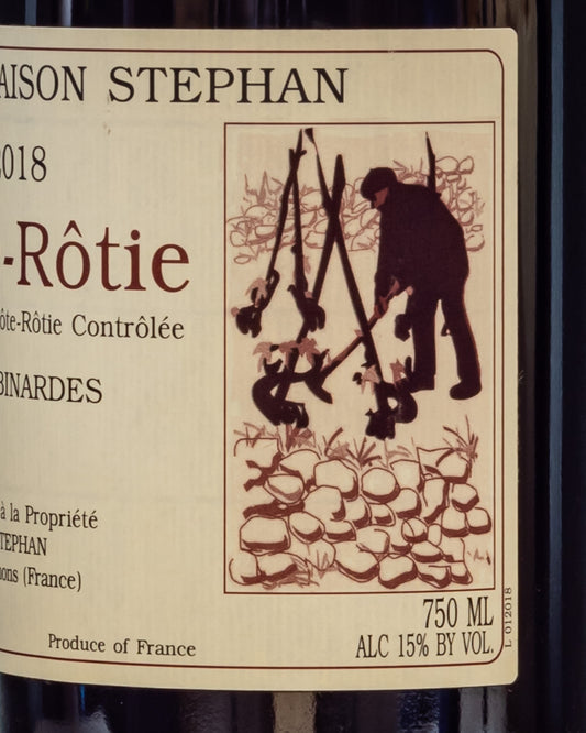 Maison Stephan Cote Rotie Syrah Viogner Binardes 2018 Vino Rosso Rodano Francia Retro Etichetta