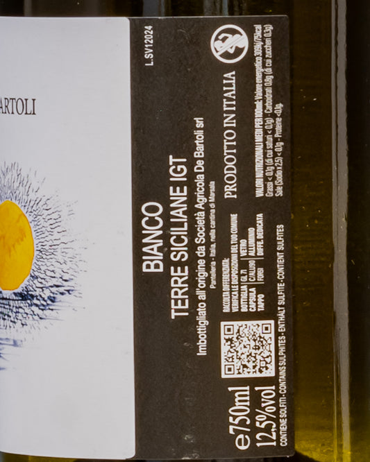 Marco Bartoli Marsala Pantelleria Sole Vento 2023 Vino Bianco Sicilia Italia Grillo Zibibbo Retro Etichetta