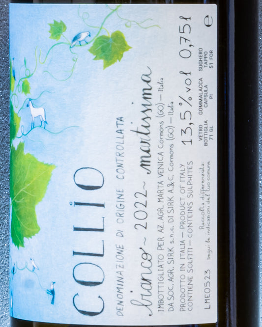 Marta Venica Martissima 2022 Collio Bianco Vino Friuli Venezia Giulia Italia Friulano Malvasia Istriana Pinot Grigio Retro Etichetta