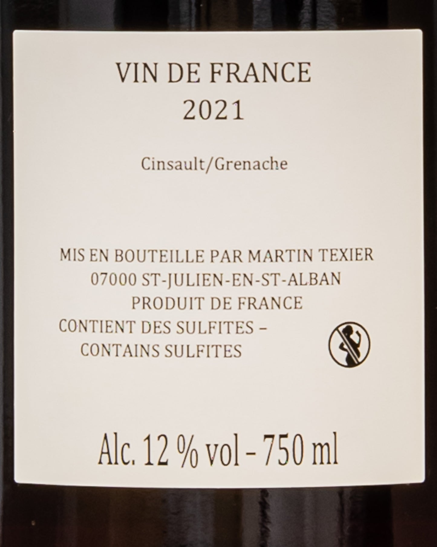Martin Texier Le Preyna Cinsault Grenache 2021 Vino Rosso Rodano Francia Retro Etichetta