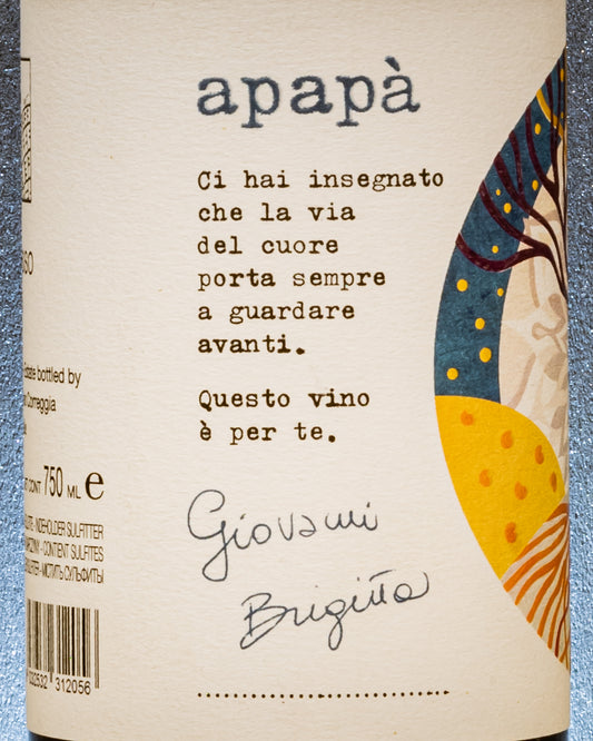 Matteo Correggia Apapa 2015 Nebbiolo Roero Langhe Piemonte Italia Vino Rosso Retro Etichetta 1