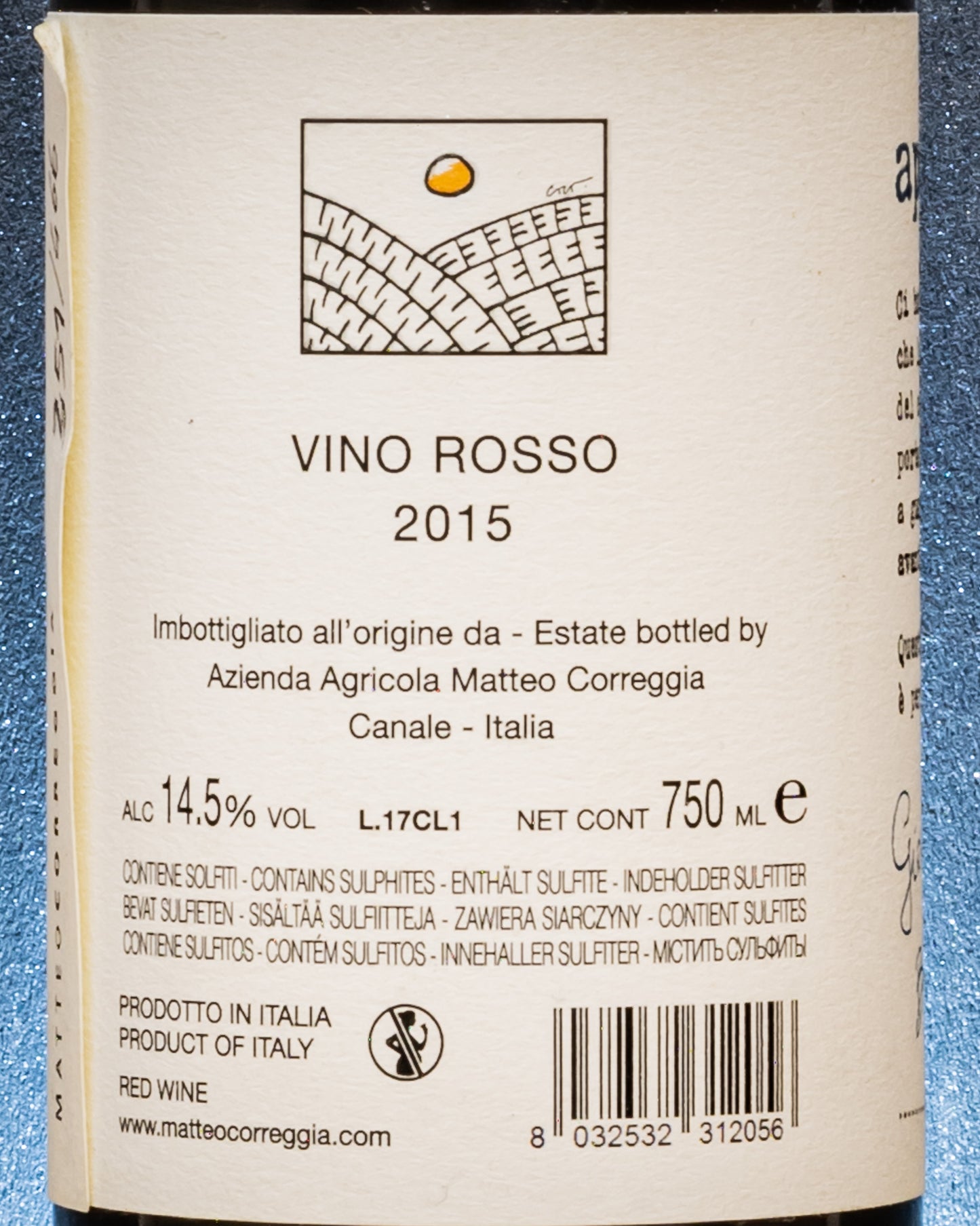 Matteo Correggia Apapa 2015 Nebbiolo Roero Langhe Piemonte Italia Vino Rosso Retro Etichetta 3