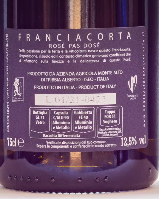 Monte Alto Franciacorta Rose Pinot Nero Pas Dose Lombardia Italia Metodo Classico Retro Etichetta