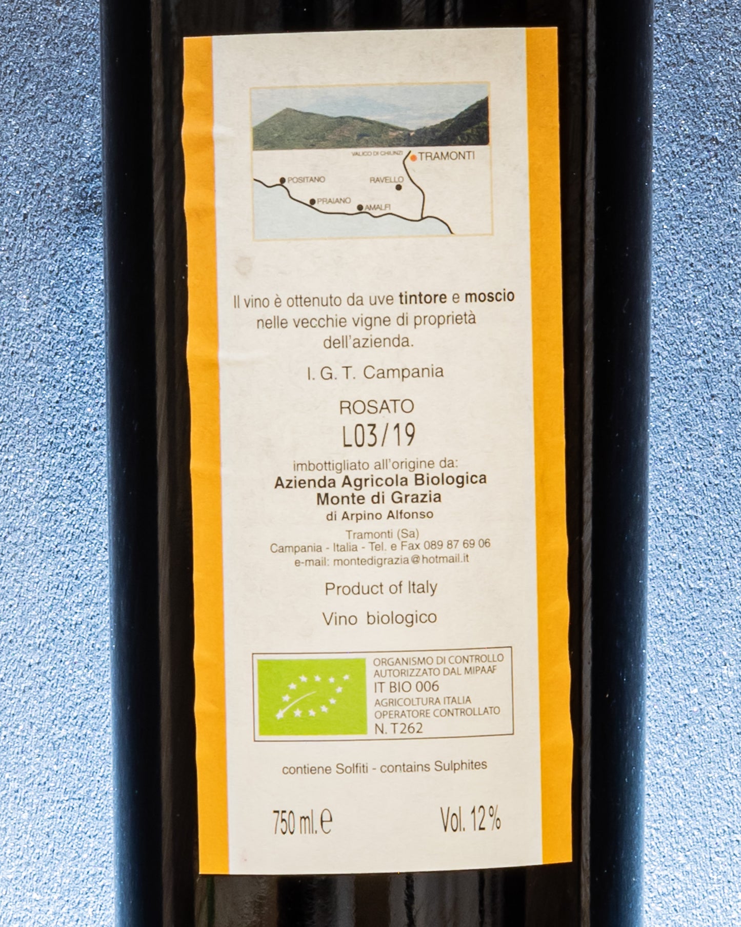 Monte Grazie Campania Rosato 2019 Tintore Moscio Vino Rosato Italia Retro Etichetta