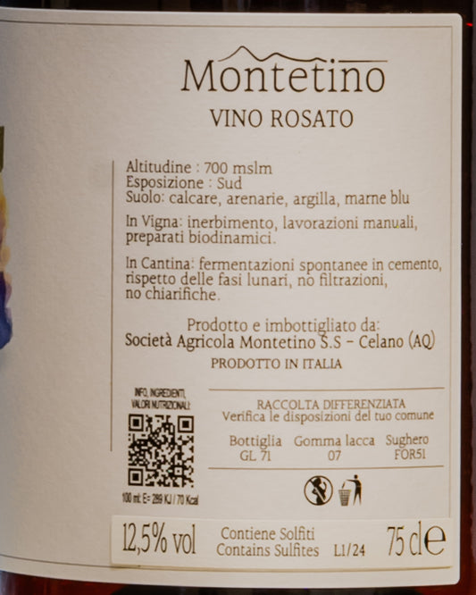 Montetino Vino Rosato Tralumescuro 2024 Montepulciano Abruzzo Italia Retro Etichetta