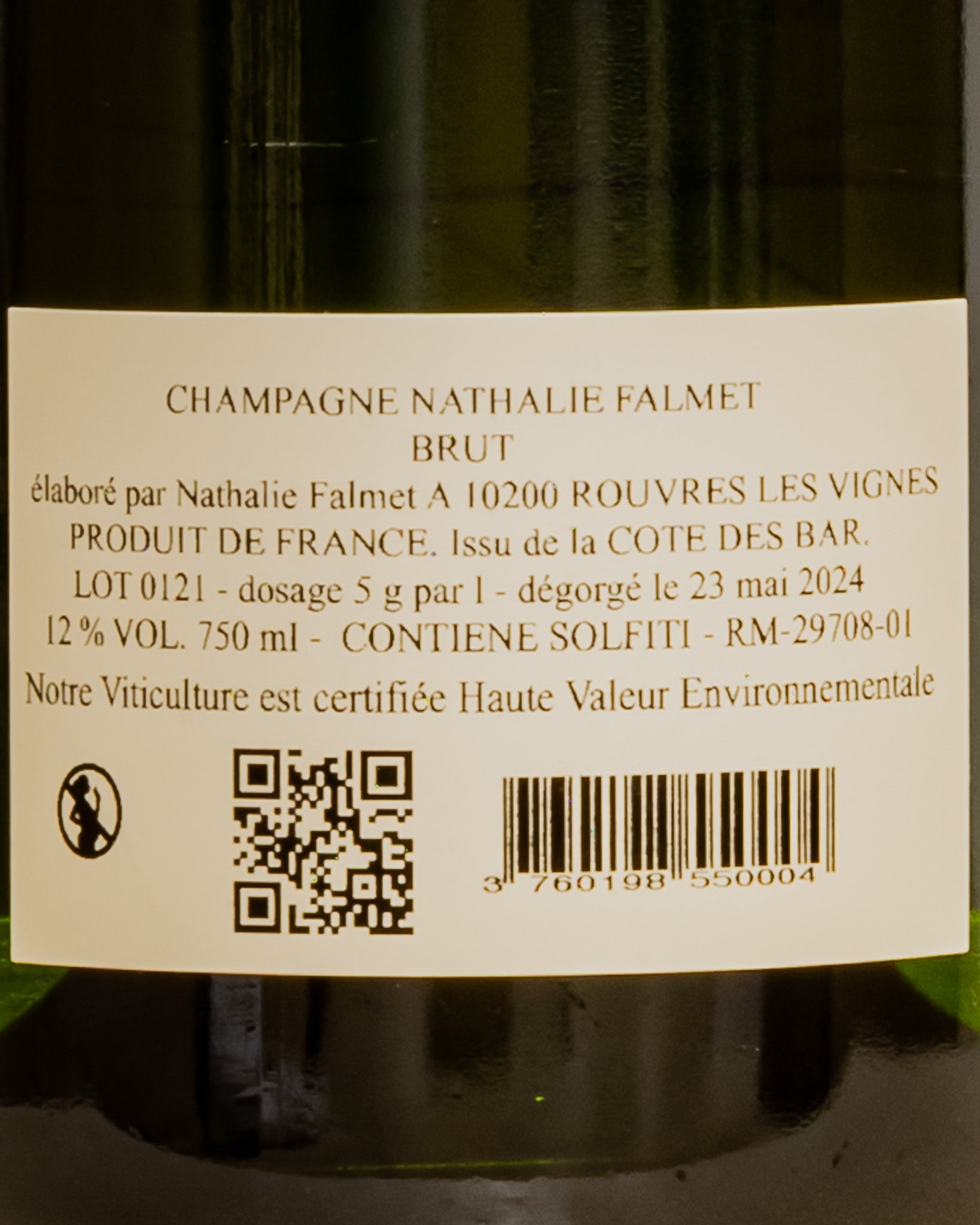 Nathalie Falmet Champagne Brut Pinot Noir Nero Aube Vino Francia Retro Etichetta