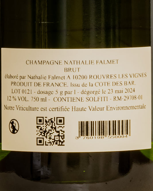 Nathalie Falmet Champagne Brut Pinot Noir Nero Aube Vino Francia Retro Etichetta