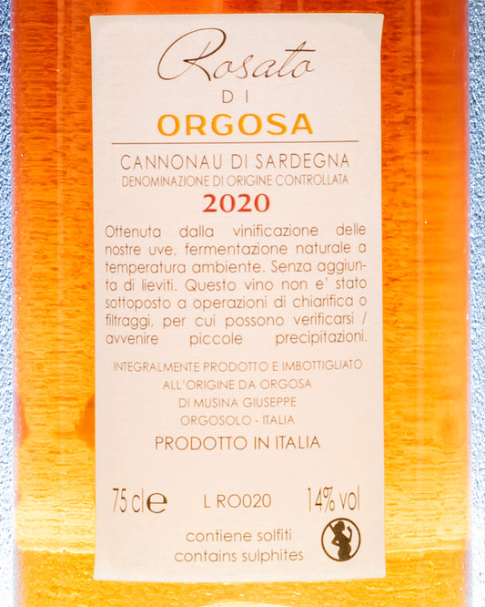 Orgosa Giuseppe Musina Cannonau Sardegna Rosato 2020 Orgosolo Vino Italia Retro Etichetta