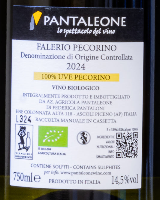 Pantaleone Falerio Pecorino 2024 Onirocep Marche Vino Bianco Italia Retro Etichetta