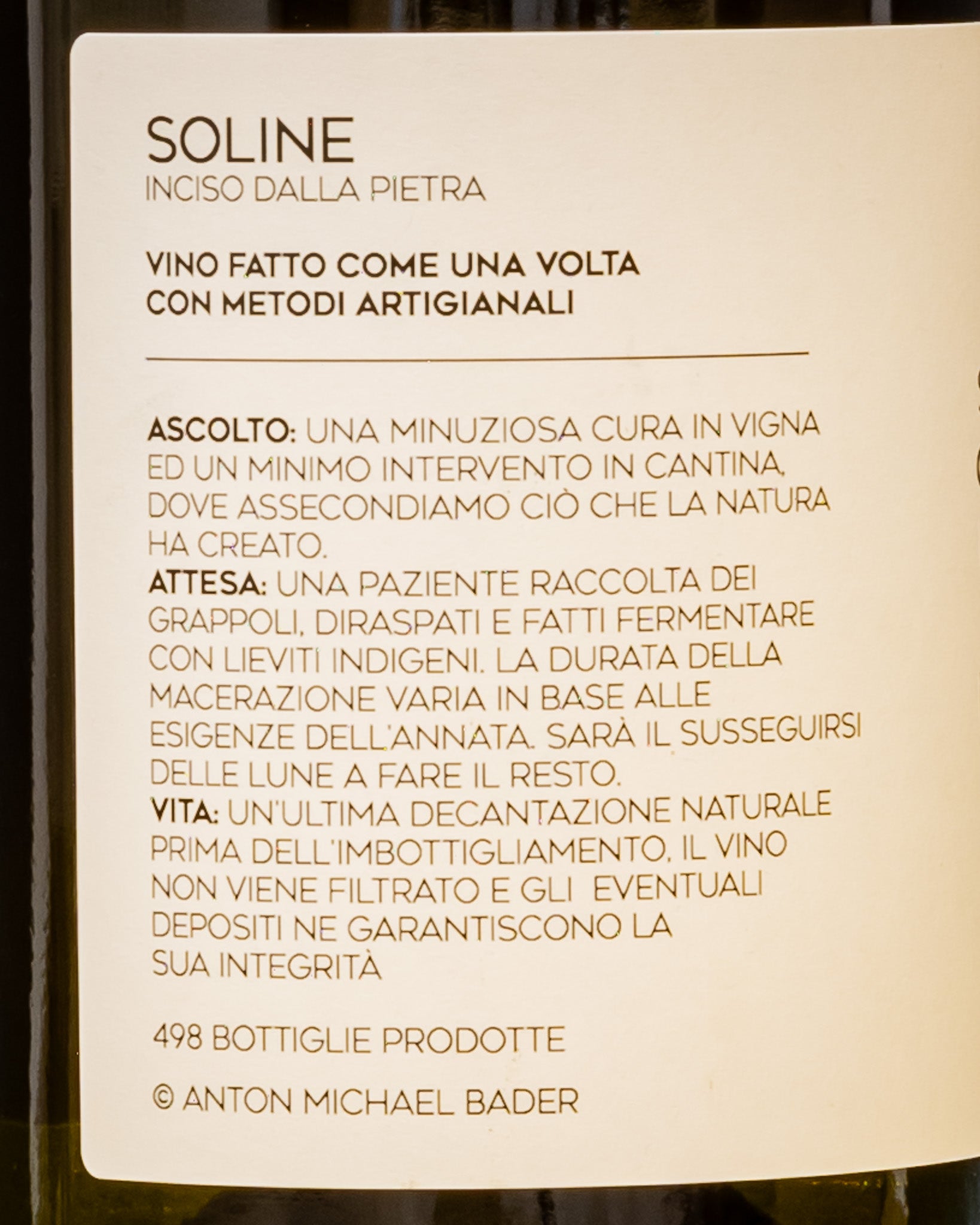 Peter Radovic Malvasia Soline 2023 Vino Bianco Carso Italia Friuli Venezia Giulia Retro Etichetta 2