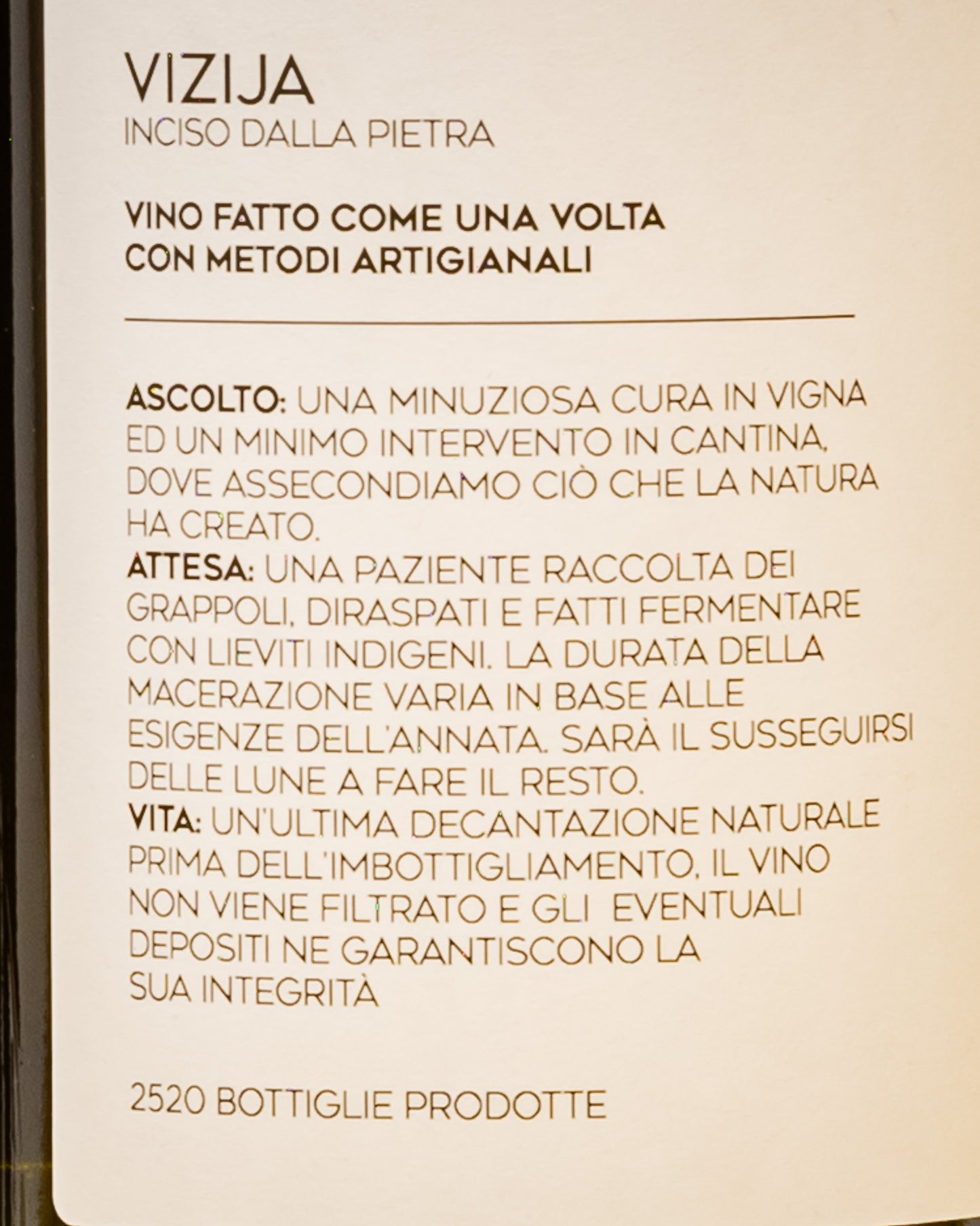 Peter Radovic Malvasia Vizija 2023 Vino Bianco Carso Italia Friuli Venezia Giulia Retro Etichetta 2