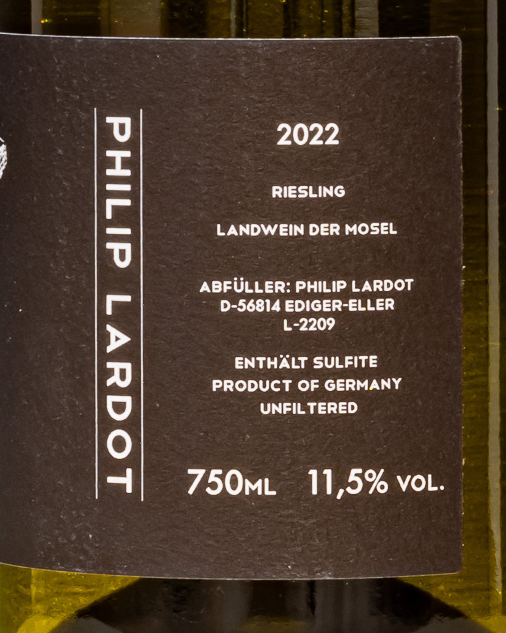 Philip Lardot Riesling 2022 Mosella Schiefer Vino Bianco Germania Retro Etichetta